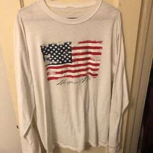 American flag long sleeve white T-shirt